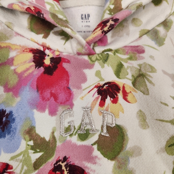 GAP Sweat Suit Girls L 10 Floral Matching Set Cropped Hoodie Jogger Sweatpants - Picture 3 of 12